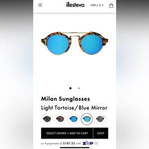Ilesteva Milan Sunglasses
Light Tortoise/grey ish mirror lenses